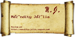 Mándity Júlia névjegykártya